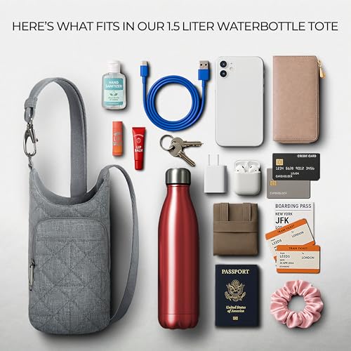 Travelon Anti-Theft Boho Insulated Water Bottle Tote - color: Gray Heather