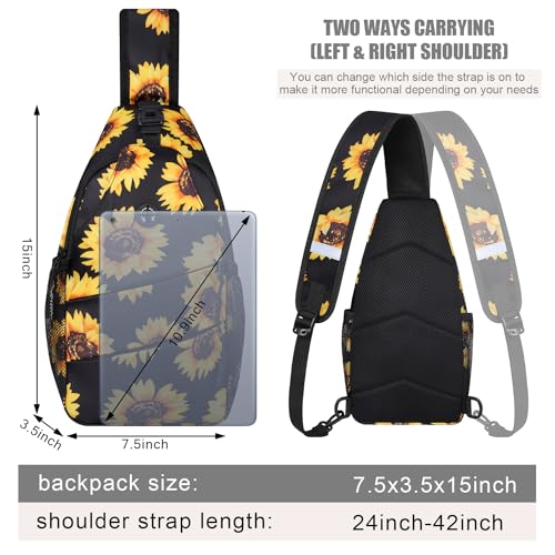 Pritent Crossbody Bags for Women Men Trendy Sling Bag Backpack Casual Chest Bag with Convertible Shoulder Strap - color: Sunflower, size: Medium