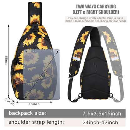 Pritent Crossbody Bags for Women Men Trendy Sling Bag Backpack Casual Chest Bag with Convertible Shoulder Strap - color: Sunflower, size: Medium