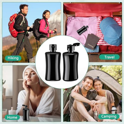 Domensi 36 Pcs Black Travel Bottles with Flip Cap Plastic Travel Toiletries Bottles Portable Leak Proof Squeeze Container Refillable Empty Cosmetic Container for Liquid Shampoo Lotions (3.4 oz,Black) - size: 3.4 oz