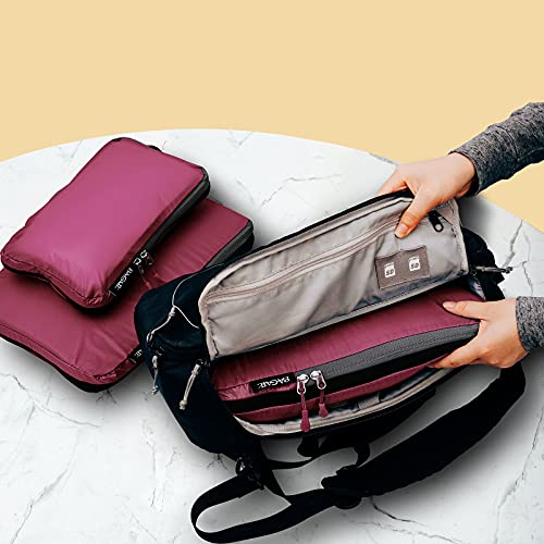BAGAIL 5 Set Ultralight Compression Packing Cubes Travel Accessories Expandable Packing Organizers(Burgundy) - color: Burgundy