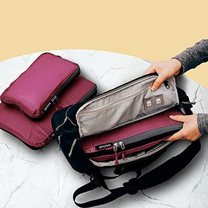 BAGAIL 5 Set Ultralight Compression Packing Cubes Travel Accessories Expandable Packing Organizers(Burgundy) - color: Burgundy