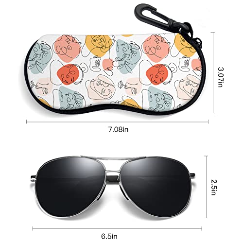 Sunglasses Soft Case with Carabiner Ultra Light Neoprene Zipper Glasses Case - color: Artistic Face