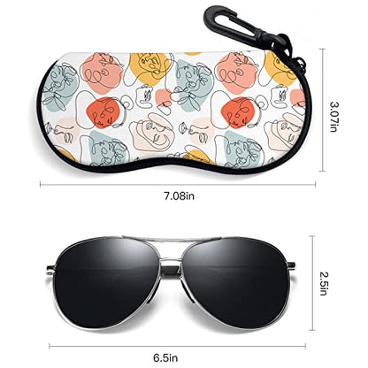 Sunglasses Soft Case with Carabiner Ultra Light Neoprene Zipper Glasses Case - color: Artistic Face
