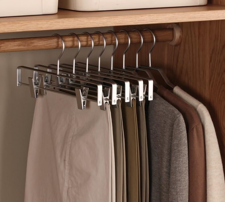 Premium Matte Silvery Aluminum Pants Clip Hanger 100 Pack, 12” Extra Smooth & Durable Metal Shirt Dress Aluminum Alloy Hanger,Clothing Support,Clothing Hang - style: Silver Pants Clip Hanger（100）