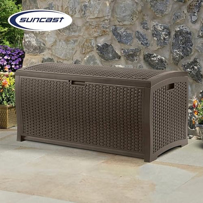 Suncast 73 Gallon Waterproof Resin Wicker Outdoor Patio Storage Deck Box, 3 Pack - style: Deck Box (3 Pack)
