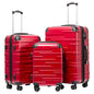 Coolife Hardside Luggage 3 Piece Set with TSA Lock, Spinner Wheels, Telescopic Handle, Lightweight Travel Suitcases (Red, 3 piece set) - color: red, size: 3 Piece Set