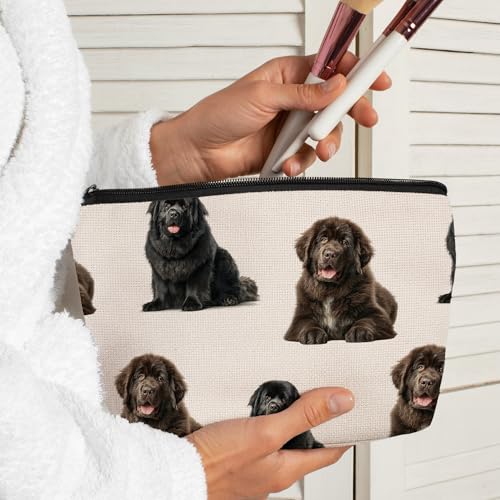 Newfound Dog Makeup Bag, Newfound Lovers Gifts Cosmetic Bag for Women, Dog Mom Lovers Owner Gifts for Women Christmas, Pet Lover Gift Zipper Travel Makeup Pouch for Purse - color: newfoundland