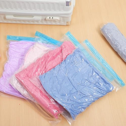 12 Pcs Travel Compression Bags Roll up Vacuum Seal Storage Bags for Clothing Space Saver Portable Packing Organizer Set 6 Pcs 35x50cm 40x50cm