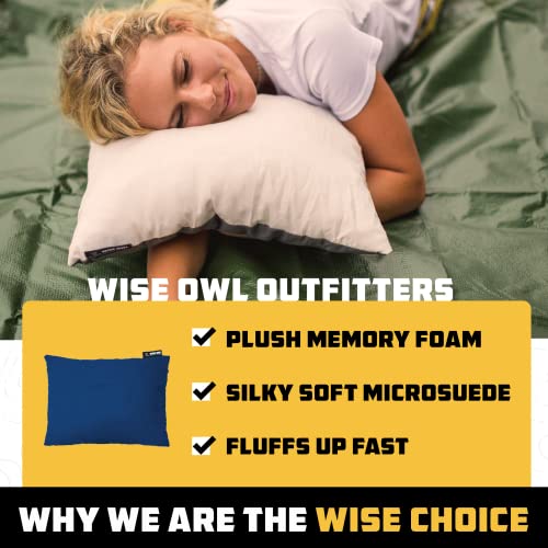 Wise Owl Outfitters Camping Pillow – Memory Foam Travel Pillow for Airplane Sleeping, Hiking, Backpacking & Outdoor Use - Small & Portable for Adults, Car, Camp & Tent - color: Black, size: Small