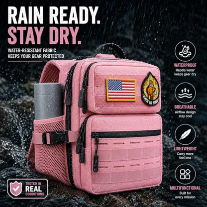 9L Mini Tactical Molle Backpack 9L Small Gym Bag Small Military Assault EDC Backpack for Men Women With Fishing,Hiking,Camping,Traveling,Yoga,Work(Pink) - color: Pink