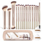 MAANGE Makeup Brush Set 19 PCS Travel Makeup Brushes Eyeshaowder Powder Concealers Foundation Professional Make Up Brush Set with Case (Gold) - color: Gold