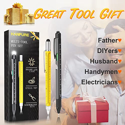 Tools Gifts Multitool Pen - Cool Gadgets for Men Dad Women Unique Birthday Gifts for Men Who Have Everything Engineer Woodworker Carpenter,Pocket Multi Tool with Light,Stylus,Ruler,Screwdriver