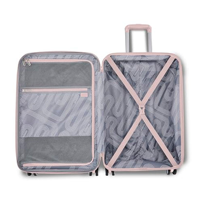 American Tourister Stratum 3.0 Medium 24-Inch Spinner, Airline Approved, Durable Hardside Luggage, Expands 1.5", RightHeight™ Adjustable Handle, Pink Blush - color: Pink Blush, size: Medium - Checked