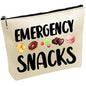 CREATCABIN Emergency Snacks Makeup Bags Canvas Cosmetic Bag Multi Purpose Case Zipper Pouches Toiletry Travel Storage Purse Portable Storage for Women Graduation Gifts 10x7Inch - style: Emergency Snacks