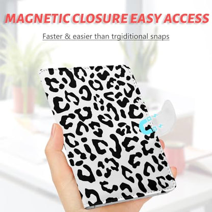 Passport Holder, Travel Wallet Cover with Pen Loop | Cute RFID Blocking Leather Case with Magnetic Closure for Travel Essentials-Leopard - color: K-Wild