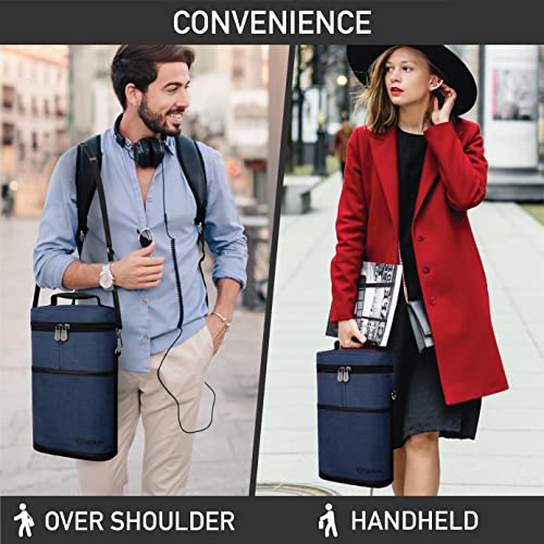 opux 2 Bottle Wine Carrier Tote, Insulated Leakproof Wine Cooler Bag, Wine Travel Bag for Picnic BYOB Beach, Portable Wine Bottle Carrying Case, Gift for Wine Lover Women Men Christmas, Navy - color: Heather Navy