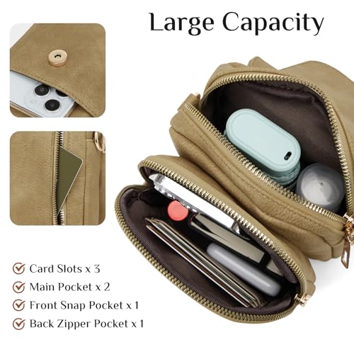 Fashion Small Crossbody Bags for Women Trendy Designer Cell Phone Purses Wallets with Card Holder Anti Theft Travel - color: Huashan Apricot