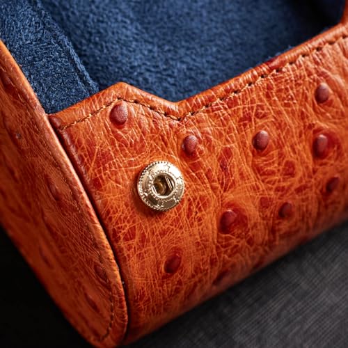 Genuine Napa Leather Watch Roll Travel Case - Travel Watch Rolls and Leather Watch Display Cases with Velvet Interior - Watch Storage Organizer Men's By CALIBERWATCH (Cognac - Single) - color: Cognac - Single
