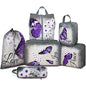 6 Pcs Compression Packing Cubes Waterproof Suitcase Travel Bag Luggage Backpack Organizer Travel Cubes for Packing-Purple Butterfly - color: Purple Butterfly