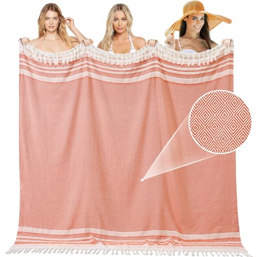Genovega Large Throw Blanket Yoga Blanket Turkish Beach Towel Women Birthday 60th 50th 40th 30th Ideas Mother Day Grandma Nana Wife Sister Girlfriend Her Female Boss Teacher Father Husband Son - color: Rustic, size: Giant Large 82''x88''