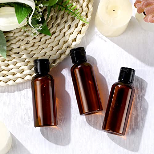 Eccliy 100 Pack 2 oz Plastic Bottles Travel Lotion Bottle Squeeze Container Plastic Bottles with Caps Small Travel Empty Refillable Toiletry Containers for Liquid Lotion Creams with 5 Funnels(Brown) - color: Brown, size: 2 oz
