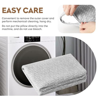 Shredded Memory Foam Pillow, Travel Size Pillow Camping Pillow Breathable and Soft, Ideal Car Backpacking Hiking Airplane - color: Light Gray, size: L-23 X 16 Inch