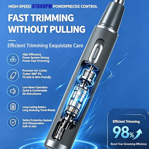 Nose Hair Trimmer for Men and Women,3 in 1 Painless Rechargeable Ear and Nose Trimmer,Eyebrow Facial Hair Trimmers All in One Grooming Kit Dual Edge Blades for Smoother Removal,Easy Cleansing - color: Gray-3 in 1