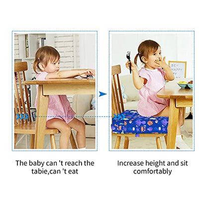 Toddler Booster Seat for Dining Table, Stronger Support Non-Slip Bottom Double Safe Straps Booster Seat Dining Toddler, Portable Travel Increasing Cushion (Blue) - color: Blue