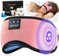 TOPOINT Sleep Mask Headphones Bluetooth 5.2 Wireless, Blackout Eye Mask for Women Men Sleeping Travel Meditation Gifts Cool Gadgets with Speakers Music,Microphone, Noise Canceling Ear Plugs, USB C - color: Pink, style: Ample Velvet