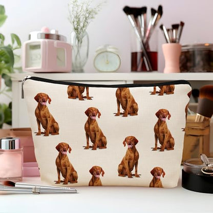 Vizsla Dog Makeup Bag, Vizsla Lovers Gifts Cosmetic Bag for Women, Dog Mom Lovers Owner Gifts for Women Christmas, Pet Lover Gift Zipper Travel Makeup Pouch for Purse - color: vizsla