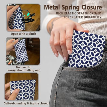 Eyeglasses Sunglasses Case PU Soft Squeeze Top Glasses Pouch for Women Men,Floral Pattern Portable Anti Scratch - color: Blue