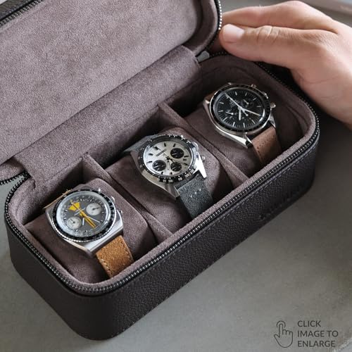 Genuine Leather 2 Watch Travel Case (Brown) - color: Brown, size: 2 Watch Case