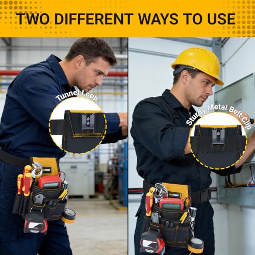 MELOTOUGH Electrician Tool Pouch Tool Belt Pouches Multiple Pockets Tool Organizer for Technician, Maintenance, HVAC - color: Yellow, size: Small Electrician Pouch