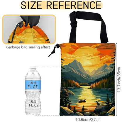 Lake in Mountains Car Garbage Bag, Small Car Trash Bag Hanging,Drawstring Car Garbage Bag with Adjustable Buckle for Car Back Seat,SUVs,Camping,Road Trips - color: Lake in Mountains