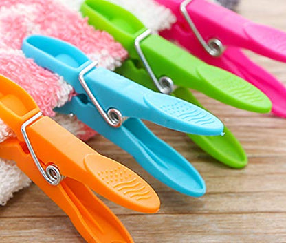 Strong Plastic Clothes Clips For Drying Heavy Duty Clothing Clamps Travel Clothespins Beach Towel Pegs 24 Pack Blue - color: Blue