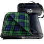 DOWN UNDER OUTDOORS Large Waterproof Windproof Extra Thick 350 GSM Quilted Fleece, or Sherpa Stadium Blanket - color: Green Check