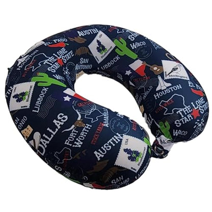 Wolf Essentials Adult Soft Memory Foam 12 x 13-inch Travel Neck Pillow, Compact, Perfect for Plane or Car, Texas - style: Texas