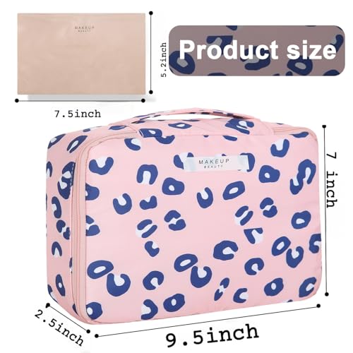 Queboom Travel Makeup Bag Cosmetic Bag Makeup Bag Toiletry bag for women and men (Pink Leopard) - color: Pink Leopard