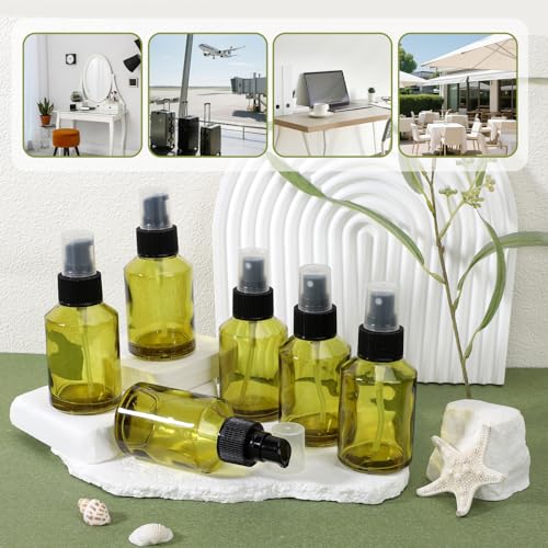 Segbeauty 6pcs 2oz Glass Pump Bottle Dispenser of 3pcs Travel Lotion Container, 3pcs Travel Spray Bottle, 60ml Refillable Perfume Atomizer Empty Lotion Bottles, Small Glass Bottles for Toiletries - size: 2oz+2 fl oz