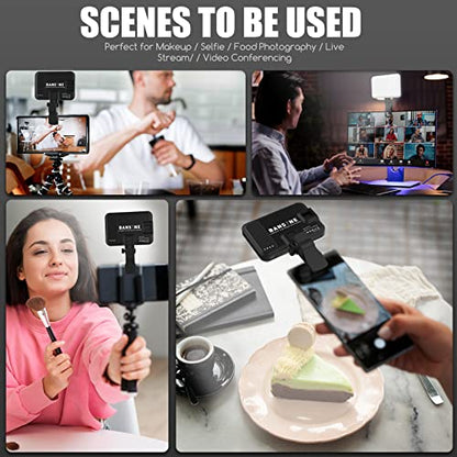 Selfie Light - BANSINE USB-Rechargeable LED Phone Light - Portable Photo Light with 97+ CRI, Up to 6500K Color Temperature for Selfie, Zoom Conference, Video, Makeup and Live Stream - color: Black