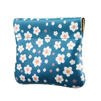Travelambo Leather Squeeze Coin Purse Pouch Change Holder For Men & Women - color: Cute Floral