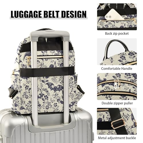 Women Fashion Backpack Purse Casual Lightweight Travel Shoulder Bag Goth Bats Rucksack Ladies Bag, Medium - color: Goth Bats, size: Medium