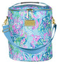 Lilly Pulitzer Insulated Soft Beach Cooler with Adjustable/Removable Strap and Double Zipper Close - color: Aqua La Vista