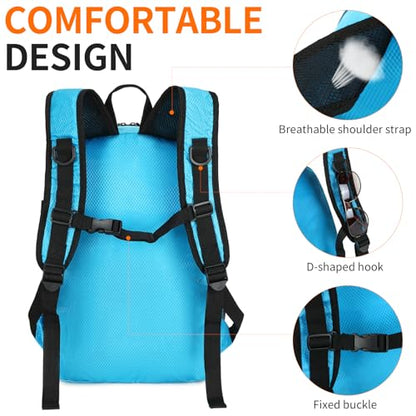 Small Hiking Backpack 15L Travel Lightweight Hiking Packable Daypack Water-Resistant Foldable Backpacks for Women Men Camping (Blue) - color: Blue, size: 15L