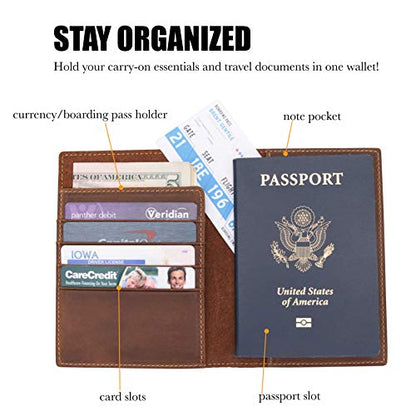 WANDERINGS Leather Travel Wallet with Passport Holder - 5.5" x 4" - Genuine Leather Case with RFID Blocking for Men and Women - Folding Wallet for Passports - style: Classic