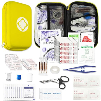 276PCS Hiking First Aid Kit for Home Personal Emergency Supplies Compact Bag for Backpack, First Aid Essentials Survival Kit for Business Travel Car Yellow AMORNING - style: 276Pcs-Yellow