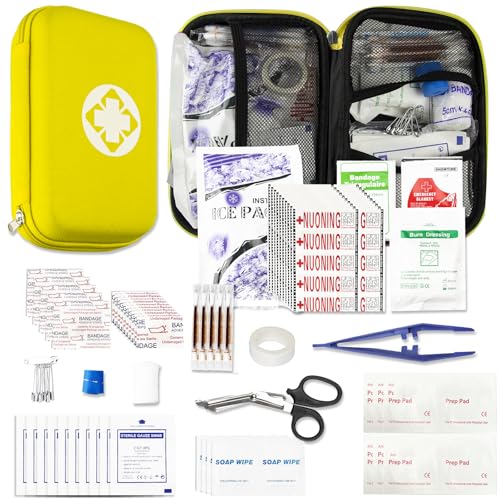 276PCS Hiking First Aid Kit for Home Personal Emergency Supplies Compact Bag for Backpack, First Aid Essentials Survival Kit for Business Travel Car Yellow AMORNING - style: 276Pcs-Yellow