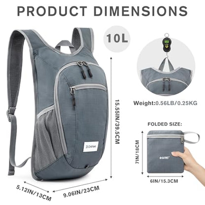 G4Free 10L/15L Hiking Backpack Lightweight Packable Hiking Daypack Small Travel Outdoor Foldable Shoulder Bag - color: Grey Checkered, size: 10L