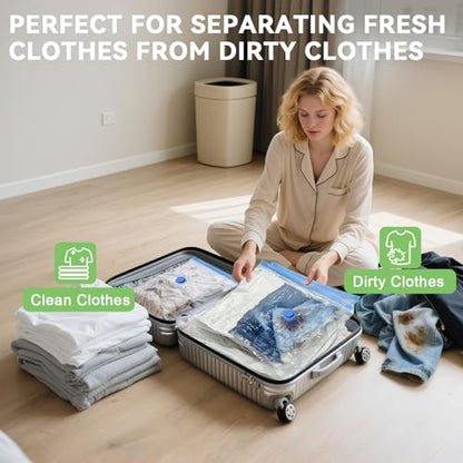 15 Pack Vacuum Seal Bags for Clothing Travel with -60000Pa USB Pump, Save 80% of Space for Clothes (15 Combo) - size: 15 Combo